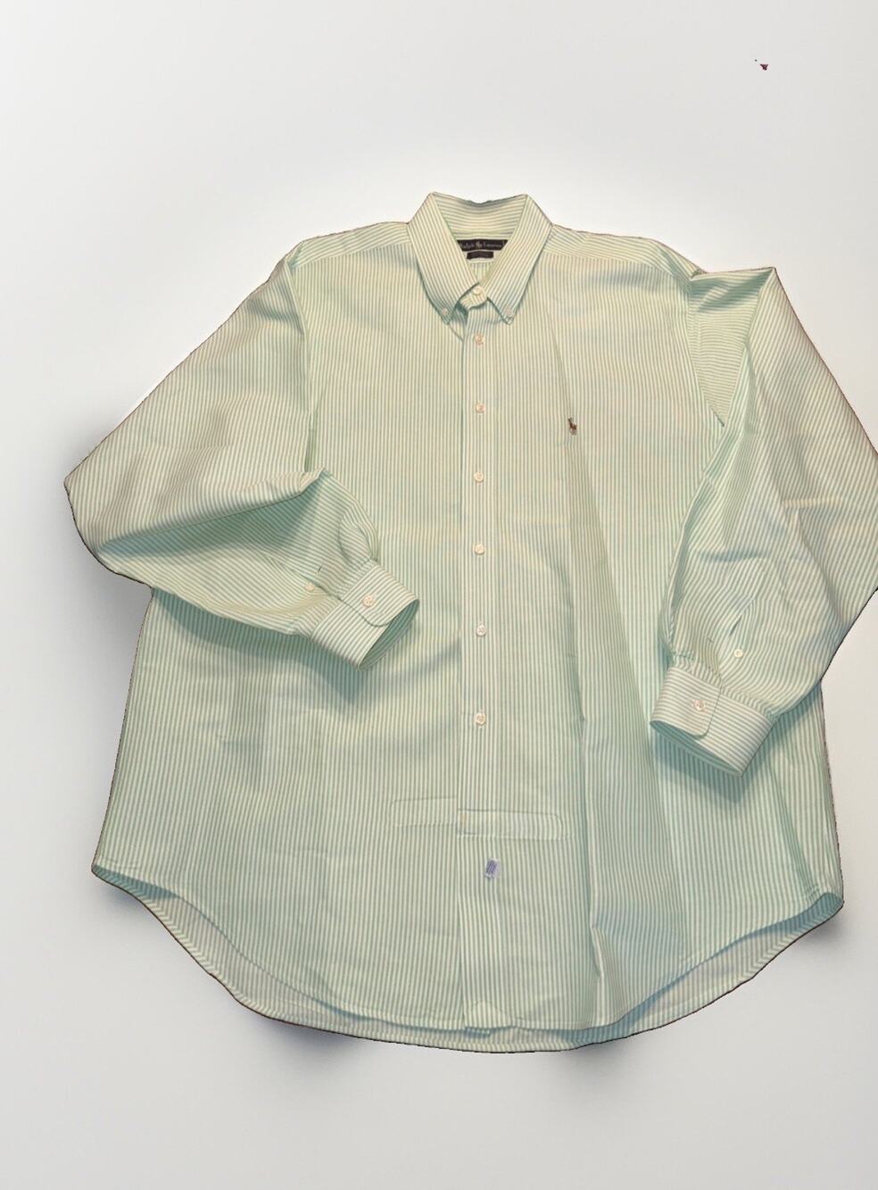 Polo Ralph Lauren Yarmouth Shirt Men's 17 36 Green Blue Striped NOTE